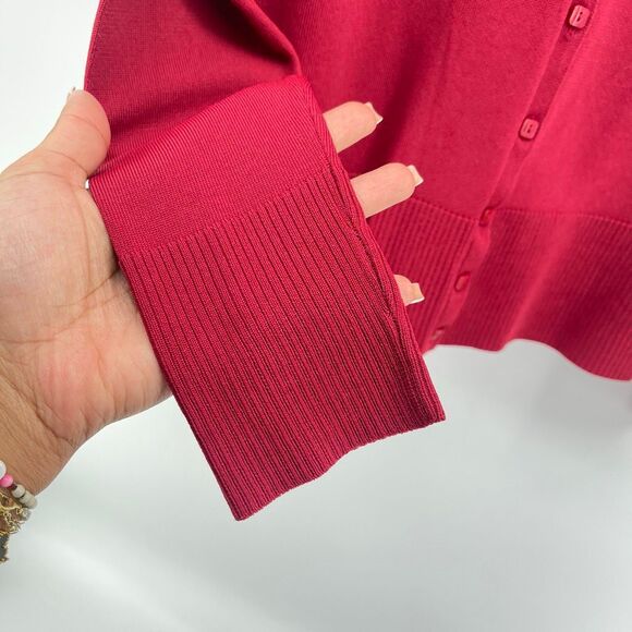 Worthington Women’s Red Knit Rayon Blend V-Neck Button Cardigan Sweater Large - Picture 8 of 12